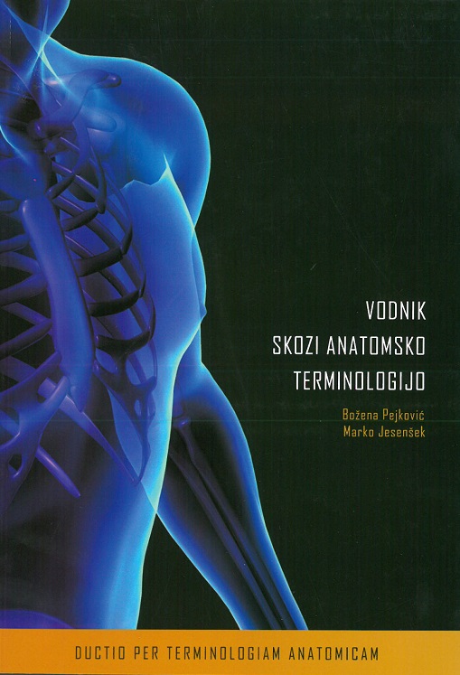 Naslovnica Vodnika skozi anatomsko terminologijo s prikazom mišic človeškega telesa.